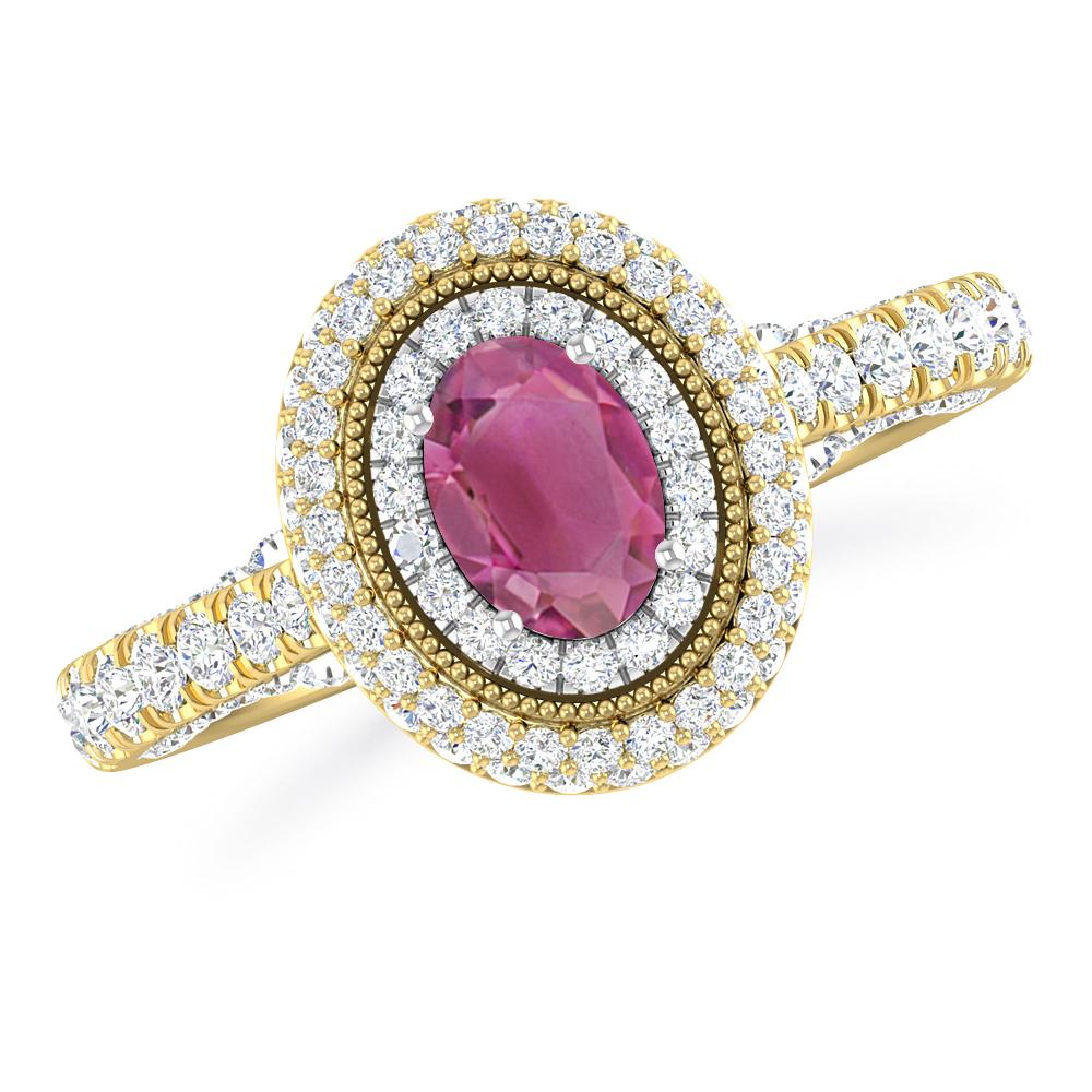 Yellow Gold/White Gold - Pink Tourmaline