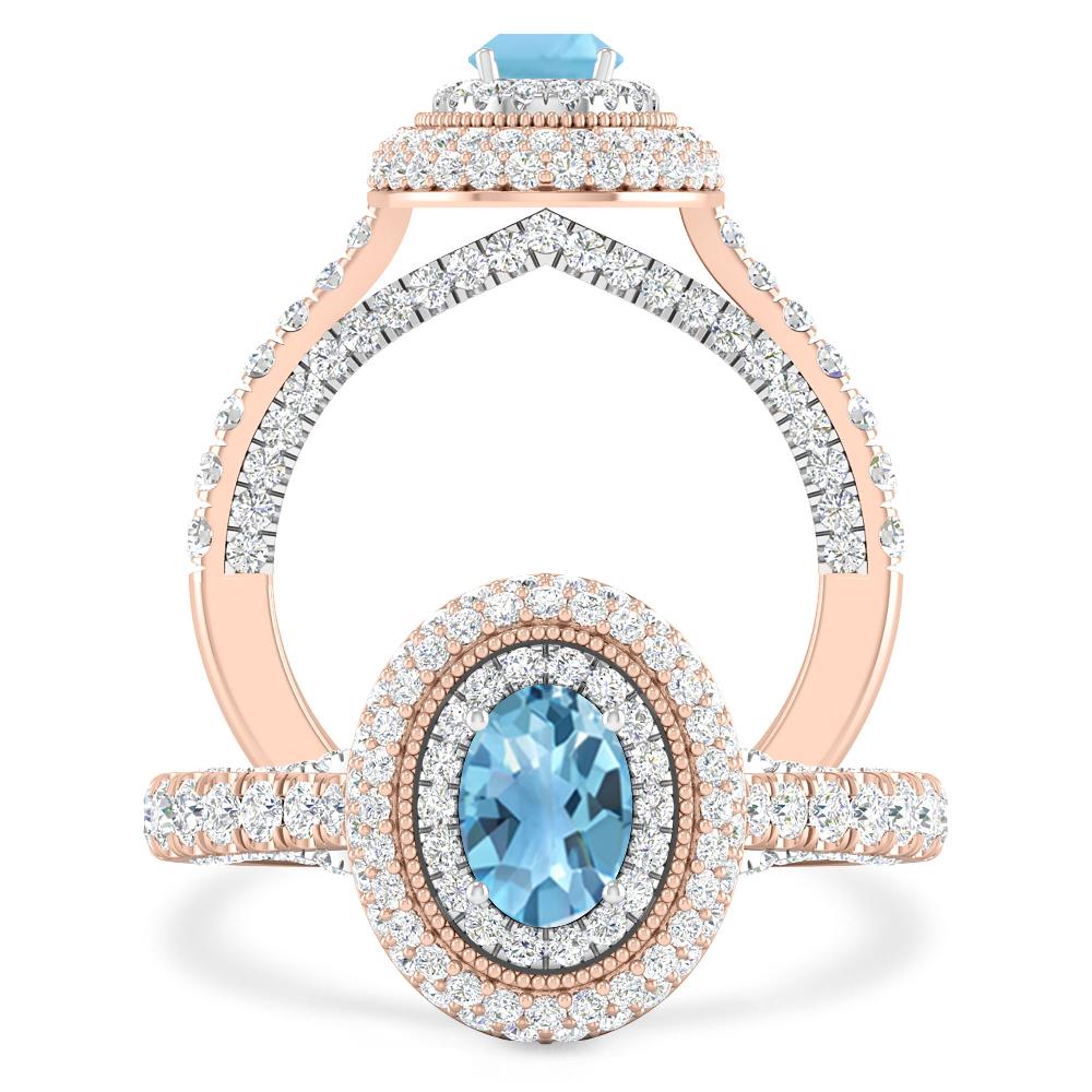 Rose Gold/White Gold - Blue Topaz