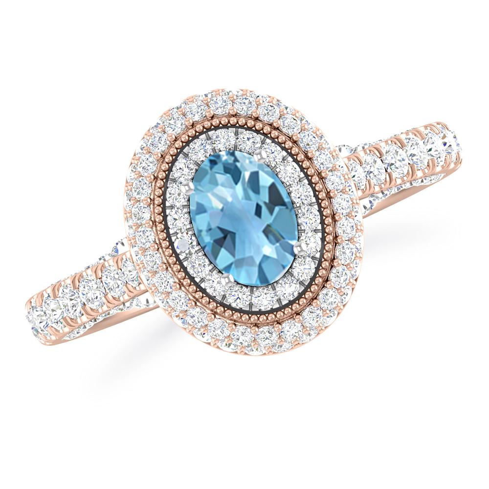 Rose Gold/White Gold - Blue Topaz