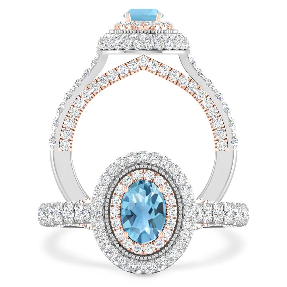 White Gold/Rose Gold - Blue Topaz