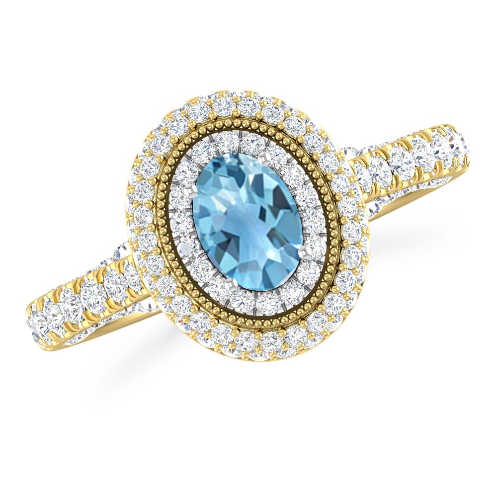 Yellow Gold - Blue Topaz