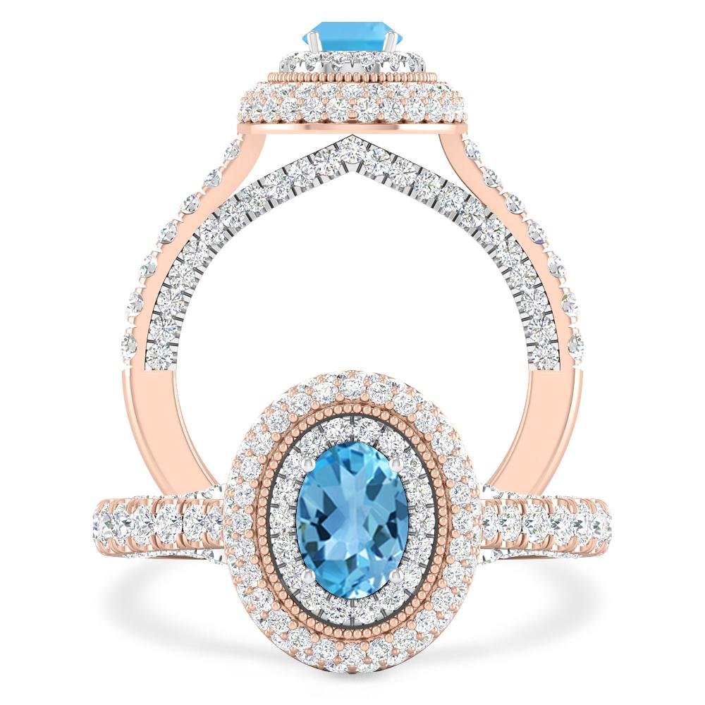 Rose Gold/White Gold - Blue Topaz