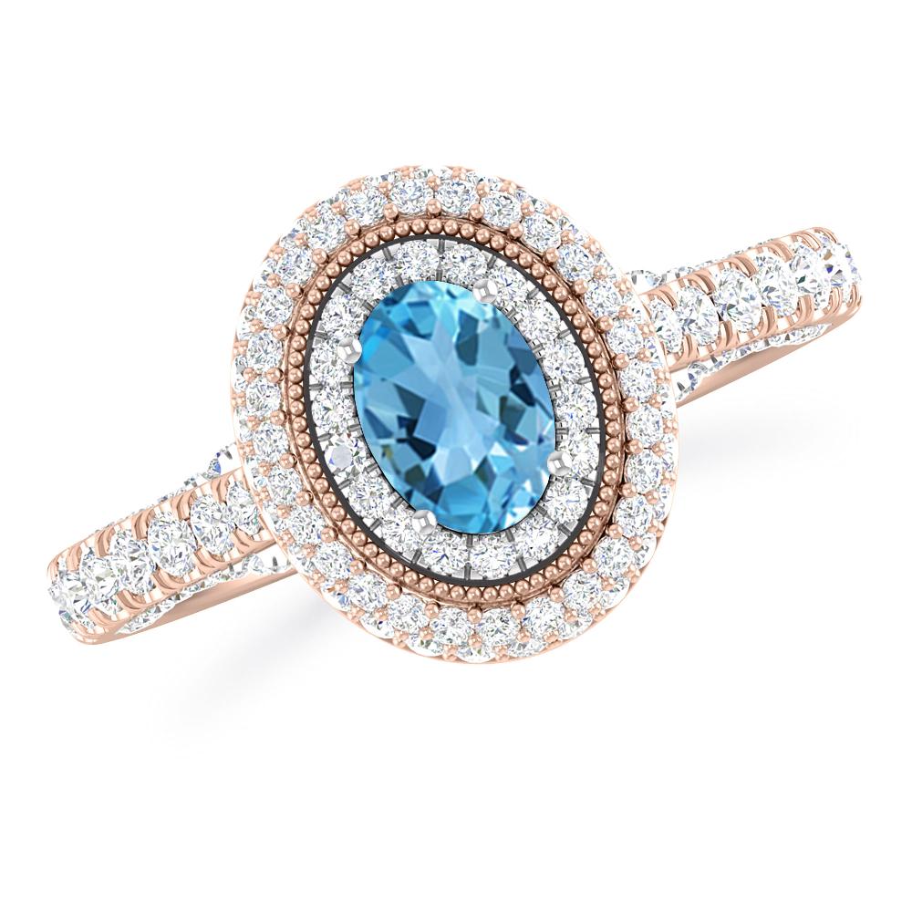 Rose Gold/White Gold - Blue Topaz
