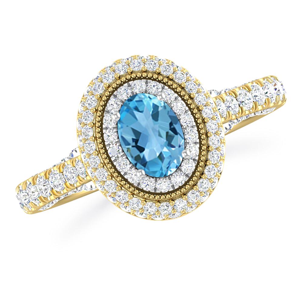 Yellow Gold - Blue Topaz