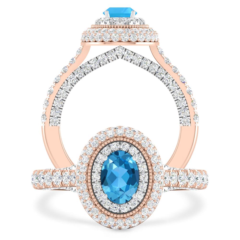 Rose Gold/White Gold - Blue Topaz