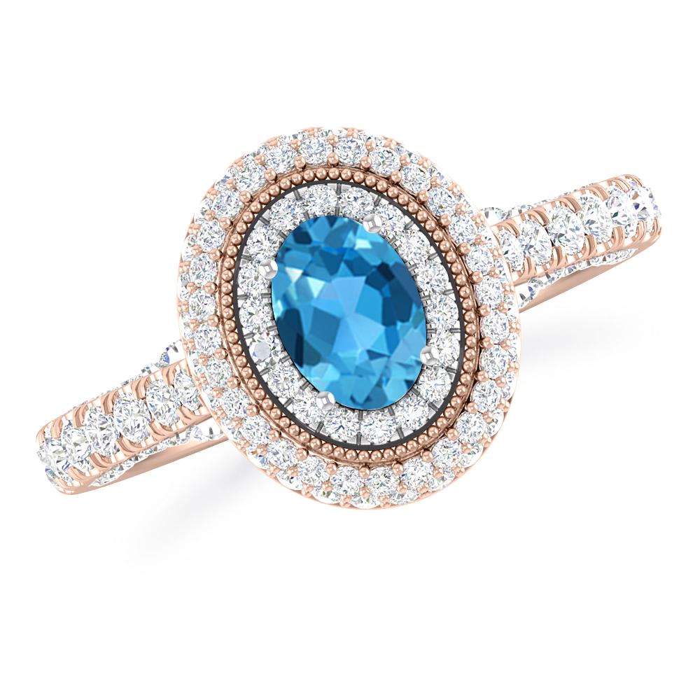 Rose Gold/White Gold - Blue Topaz