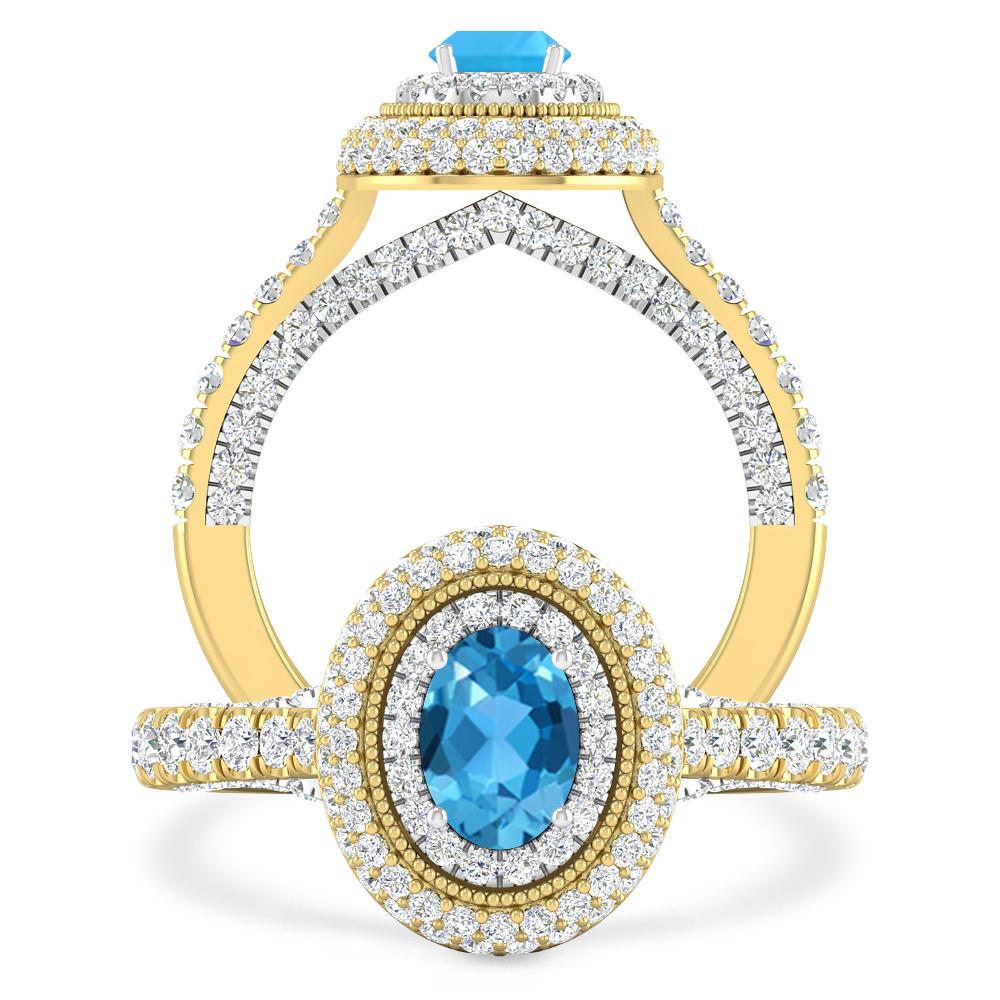 Yellow Gold/White Gold - Blue Topaz