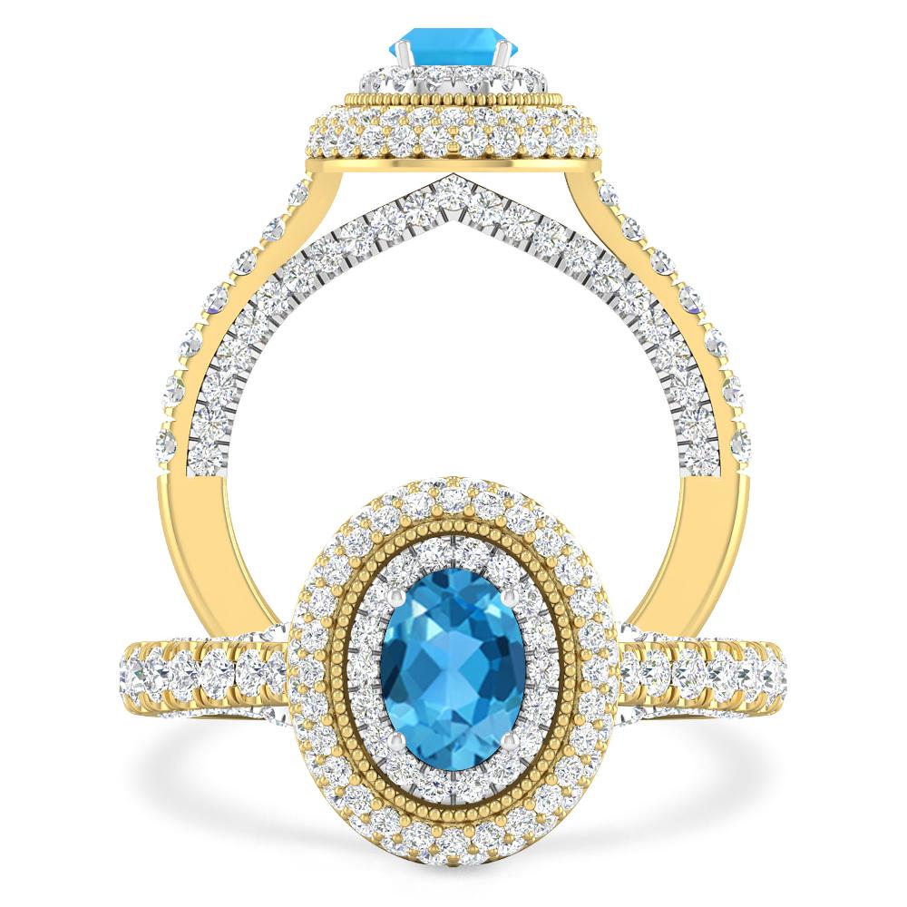 Yellow Gold - Blue Topaz