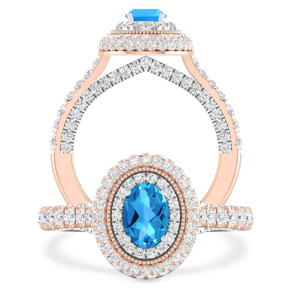Rose Gold/White Gold - Blue Topaz