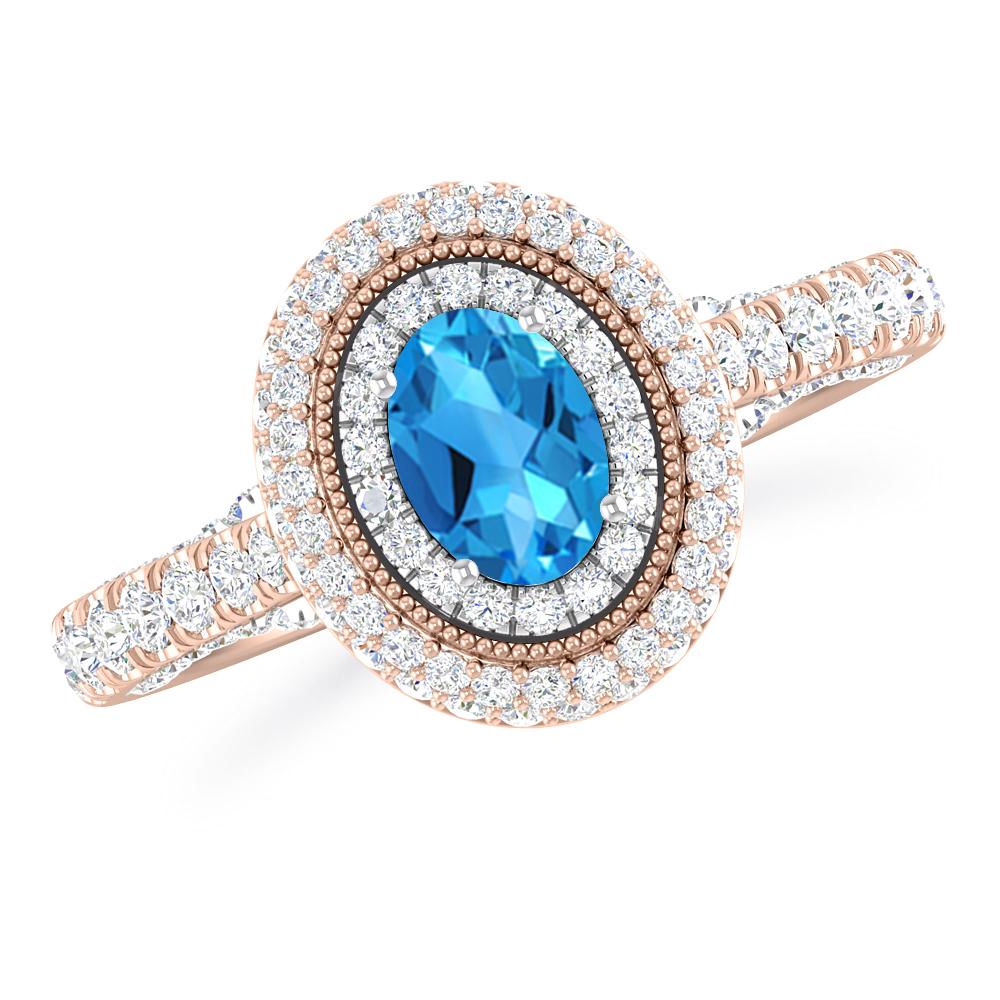 Rose Gold - Blue Topaz