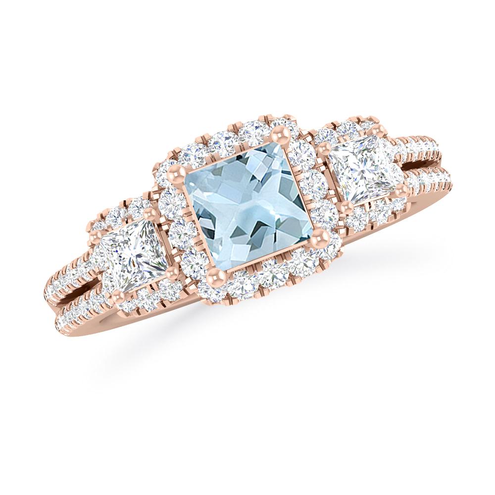 Rose Gold - Aquamarine