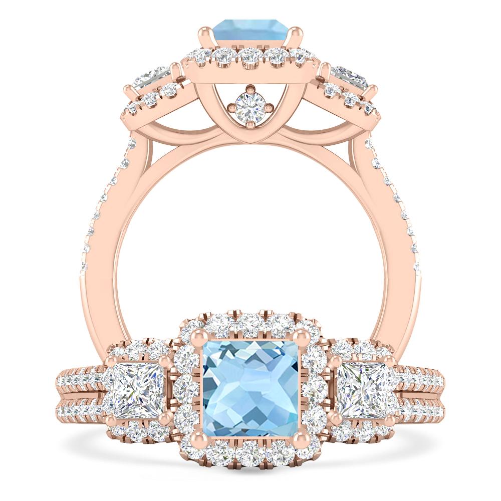 Rose Gold - Aquamarine