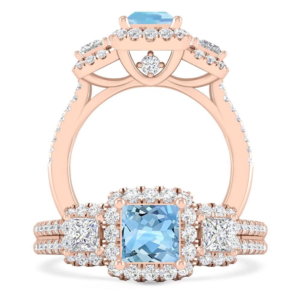 Rose Gold - Aquamarine