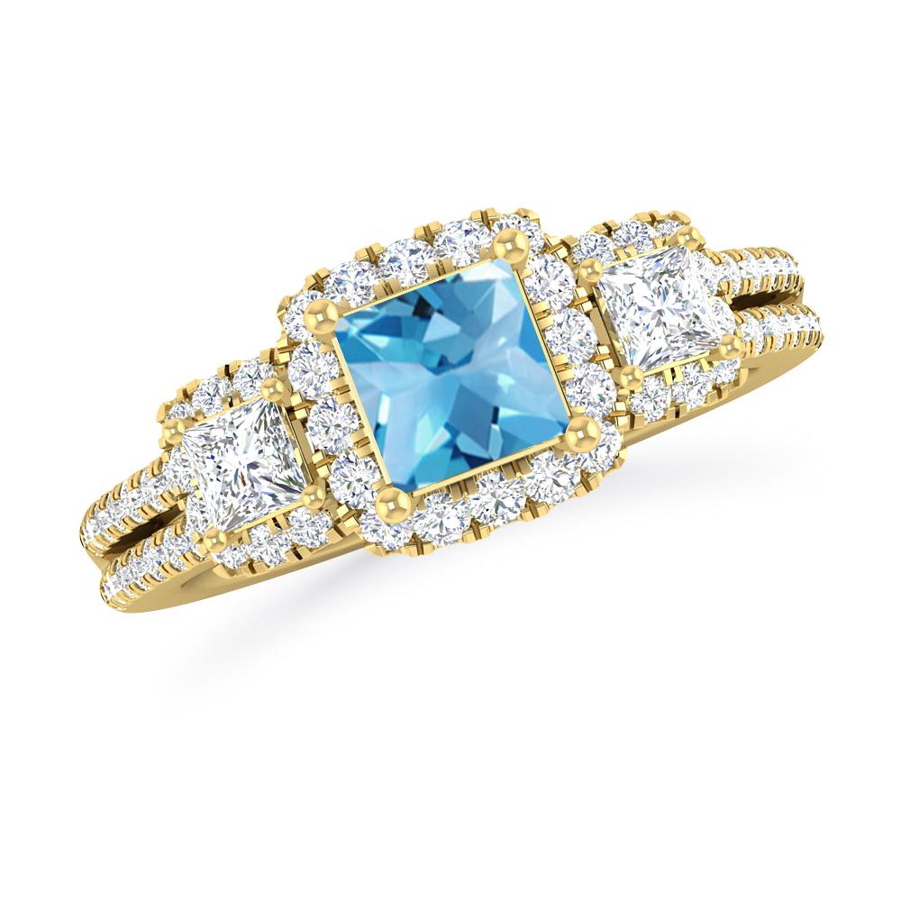 Yellow Gold - Blue Topaz