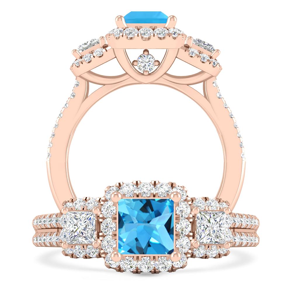 Rose Gold - Blue Topaz