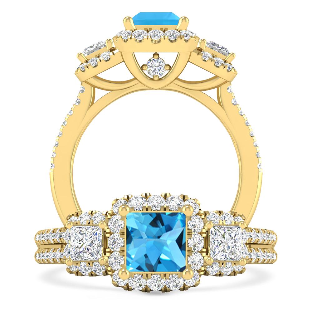 Yellow Gold - Blue Topaz