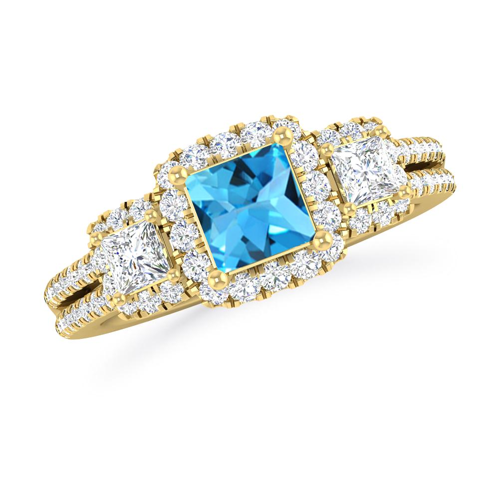 Yellow Gold - Blue Topaz