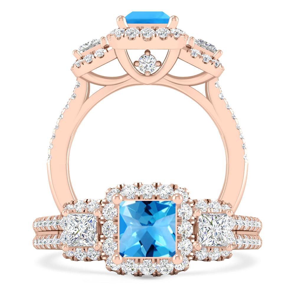 Rose Gold - Blue Topaz