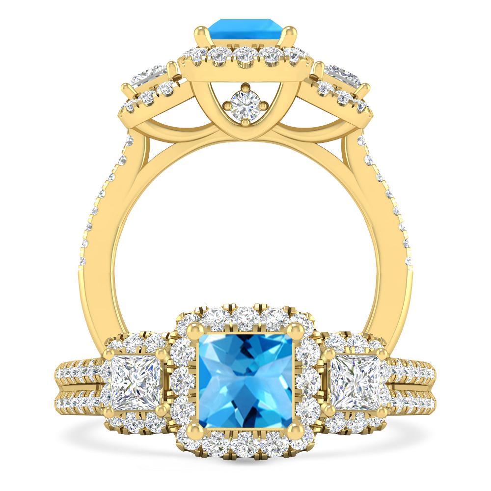 Yellow Gold - Blue Topaz