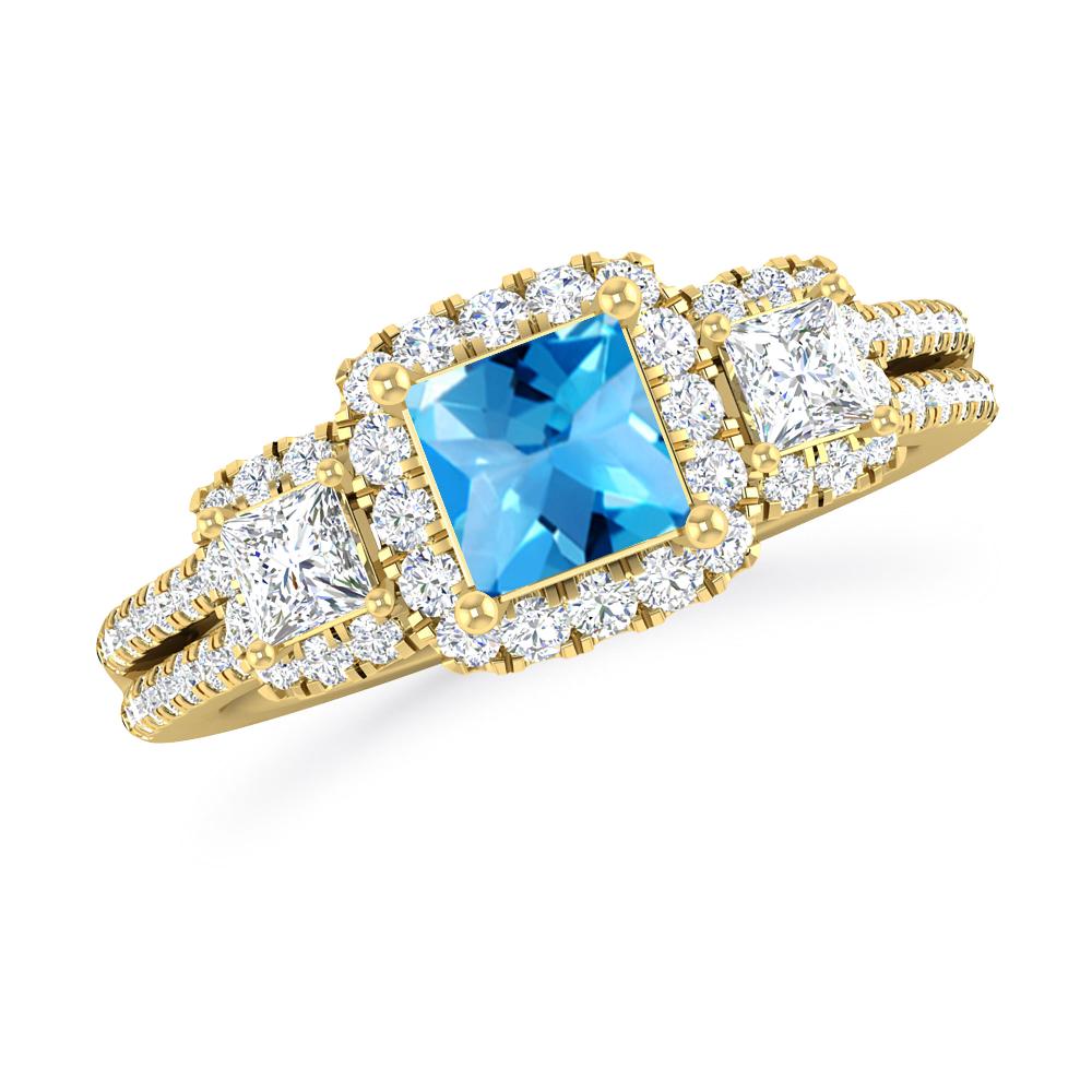 Yellow Gold - Blue Topaz