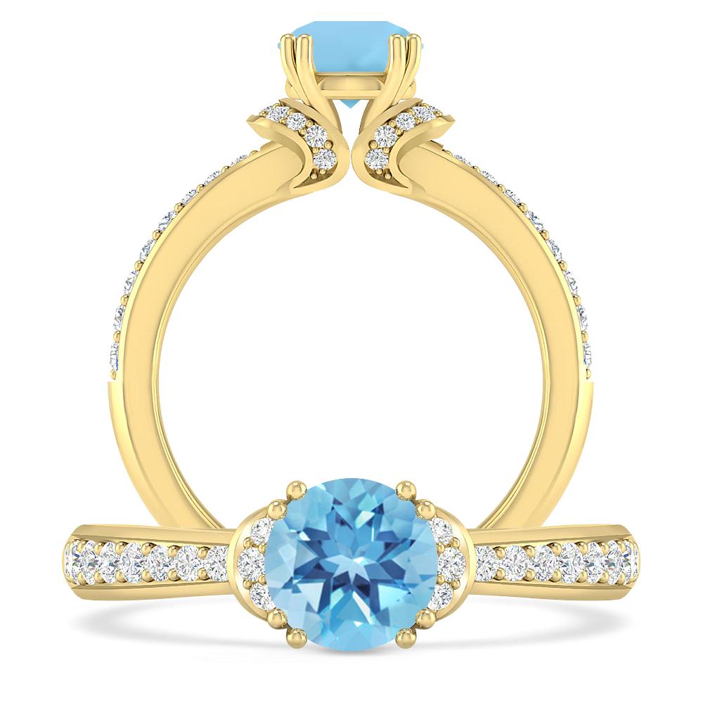 Yellow Gold - Blue Topaz