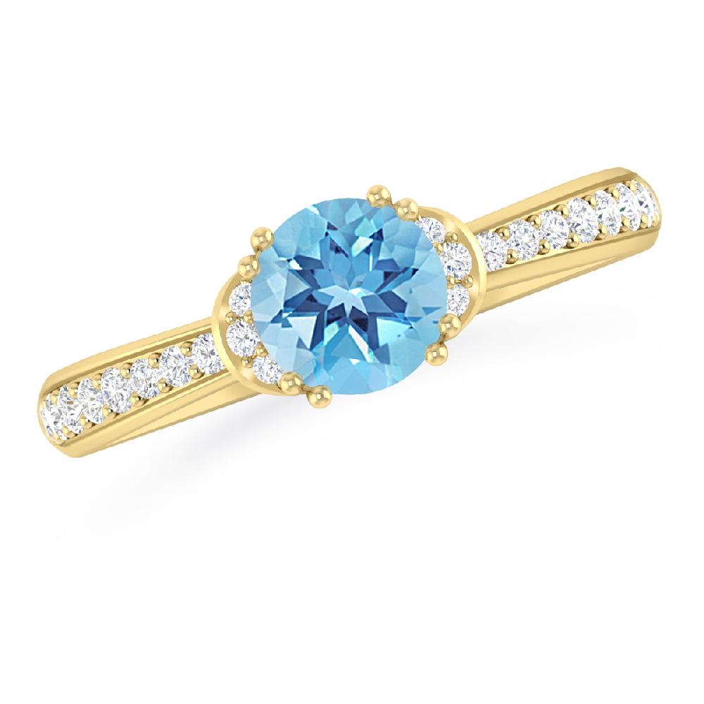 Yellow Gold - Blue Topaz