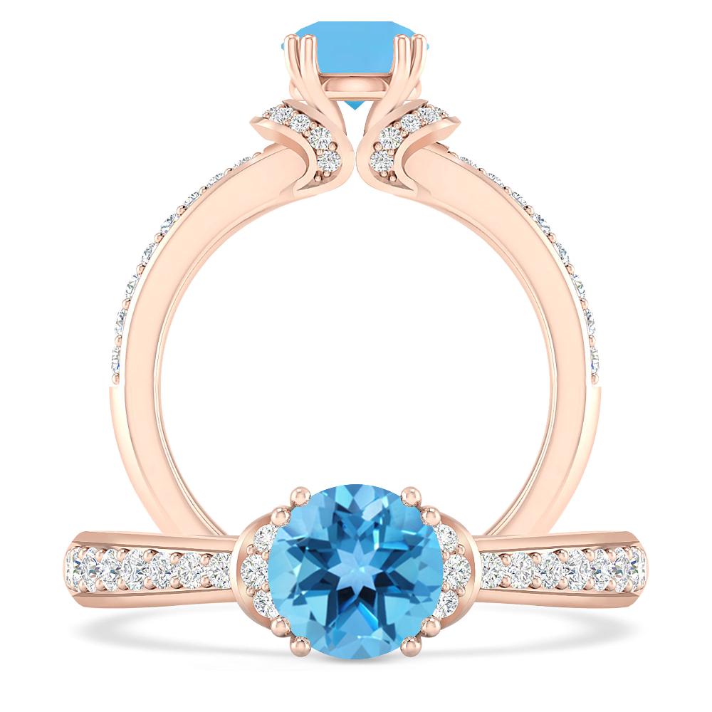 Rose Gold - Blue Topaz