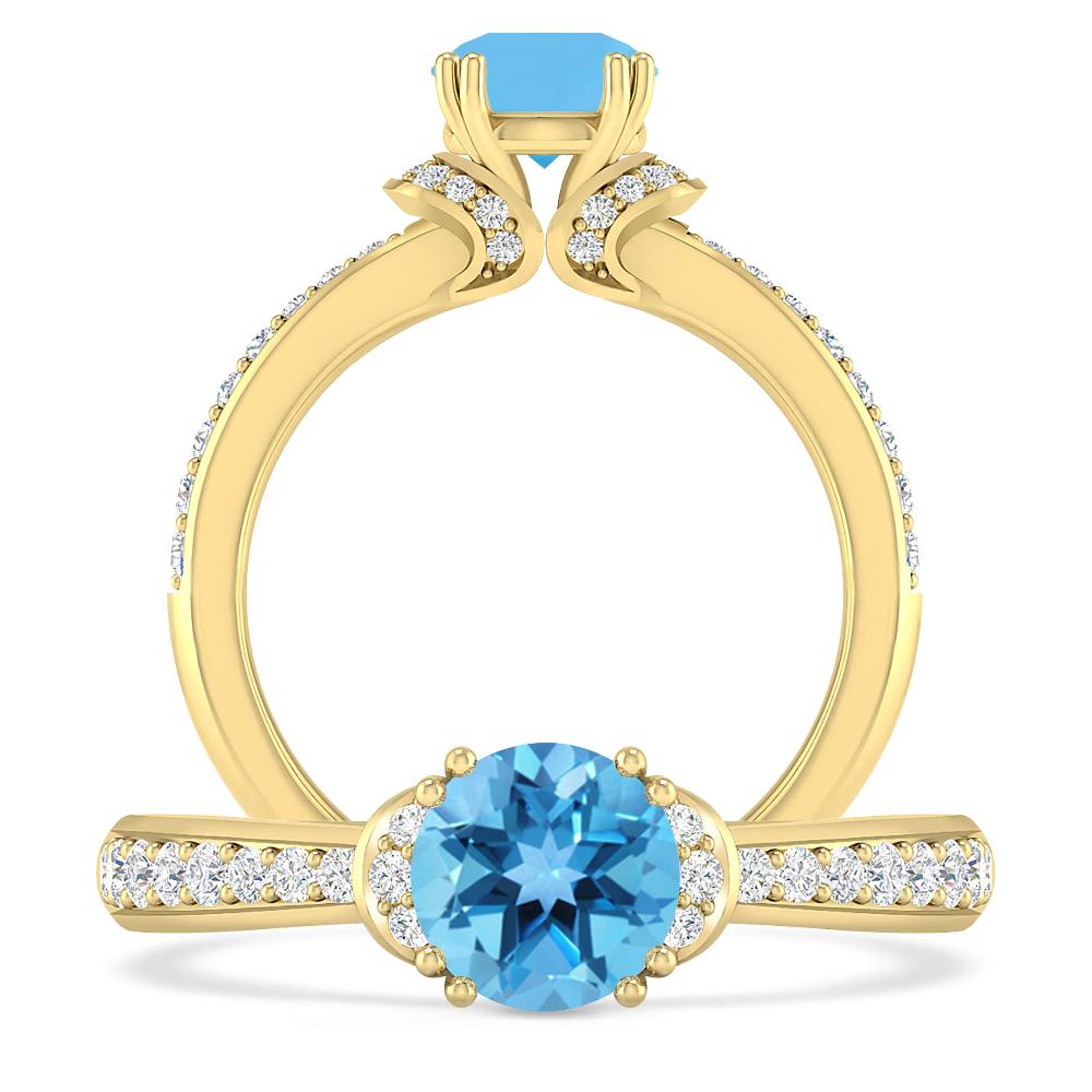 Yellow Gold - Blue Topaz