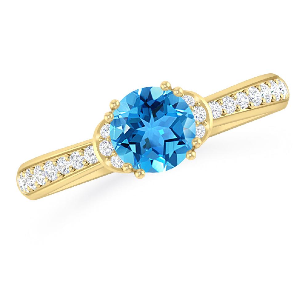 Yellow Gold - Blue Topaz