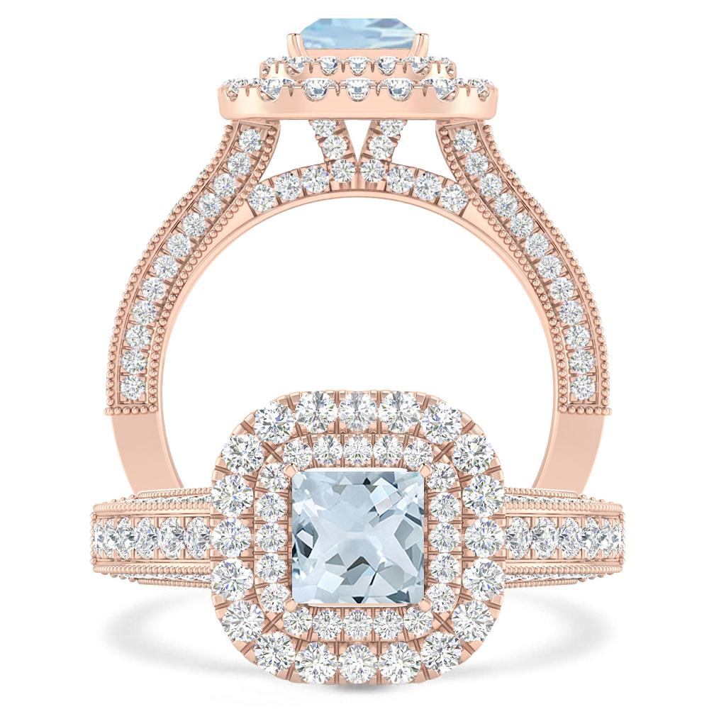 Rose Gold - Aquamarine