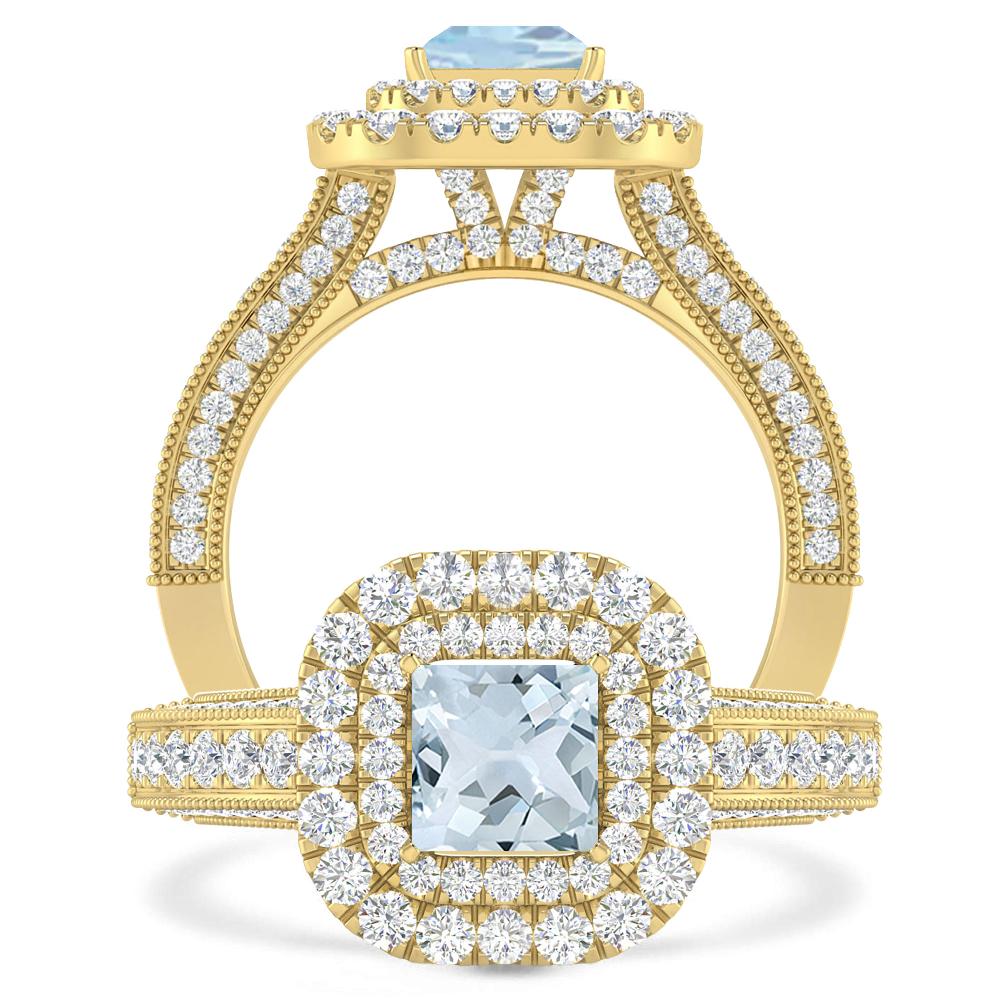 Yellow Gold - Aquamarine