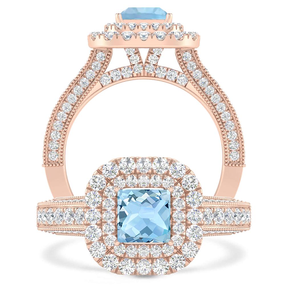 Rose Gold - Aquamarine