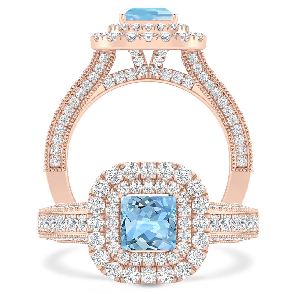 Rose Gold - Aquamarine