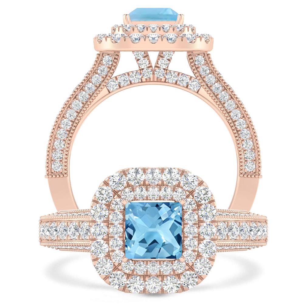 Rose Gold - Blue Topaz