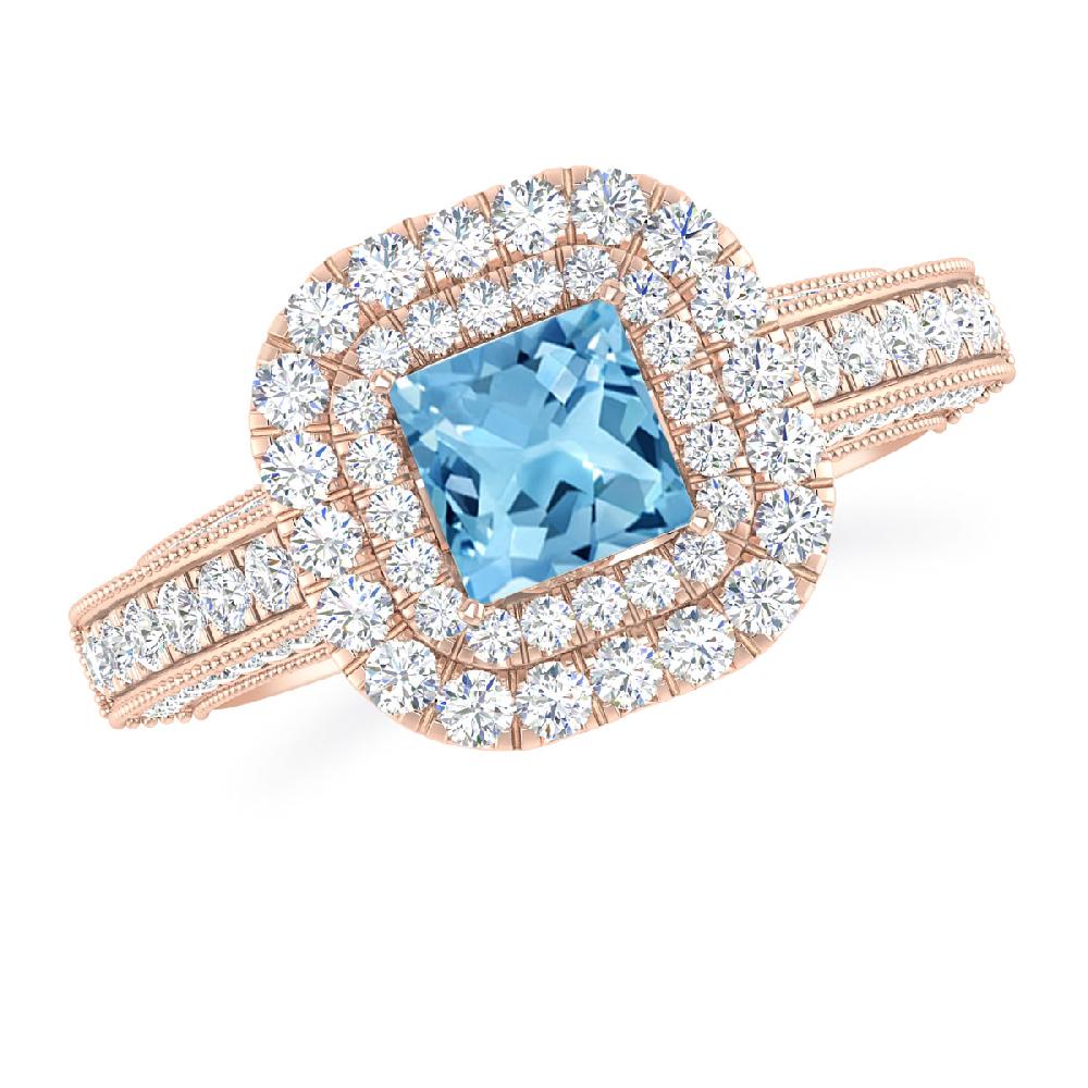 Rose Gold - Blue Topaz