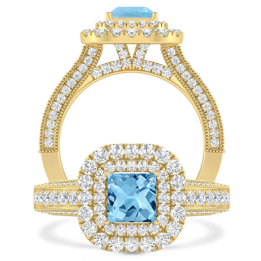 Yellow Gold - Blue Topaz