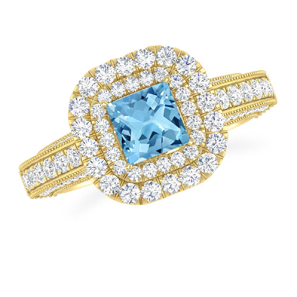 Yellow Gold - Blue Topaz