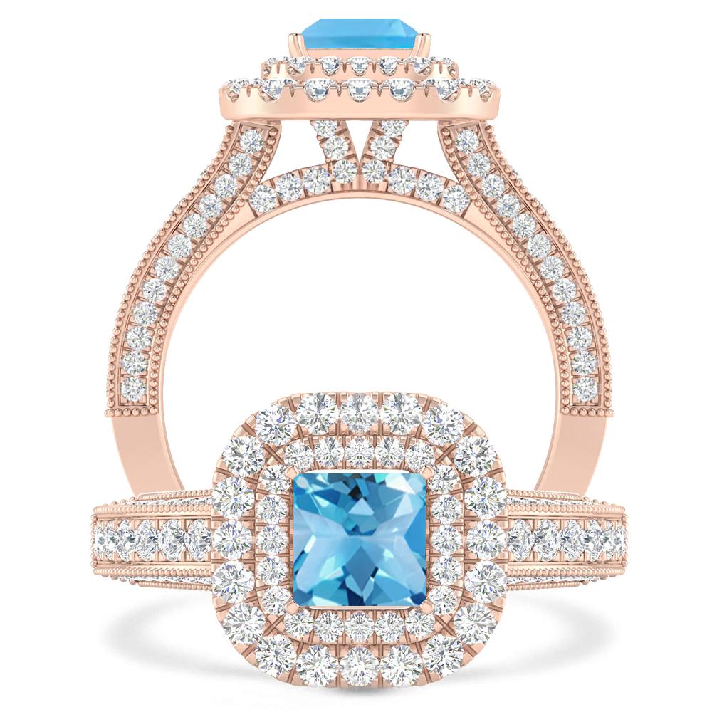 Rose Gold - Blue Topaz