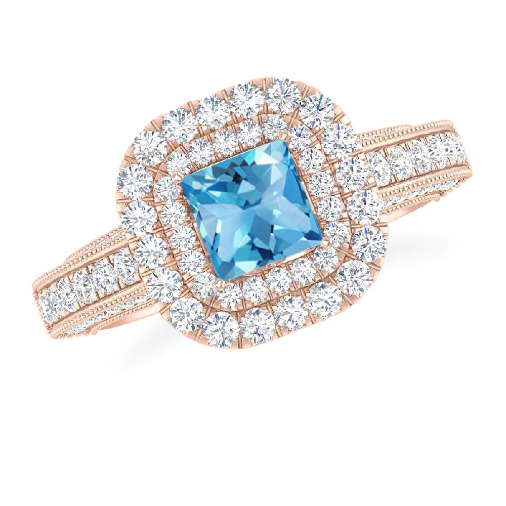 Rose Gold - Blue Topaz