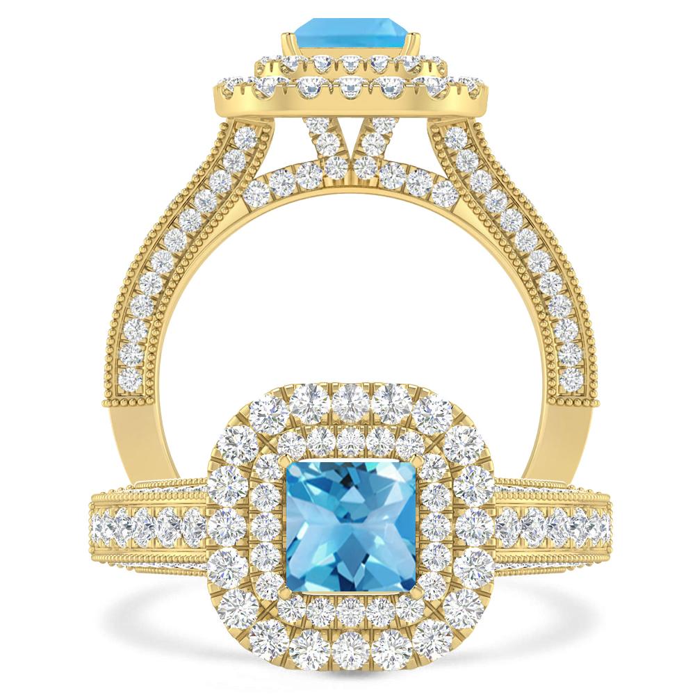 Yellow Gold - Blue Topaz