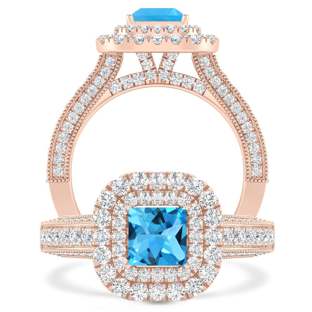 Rose Gold - Blue Topaz