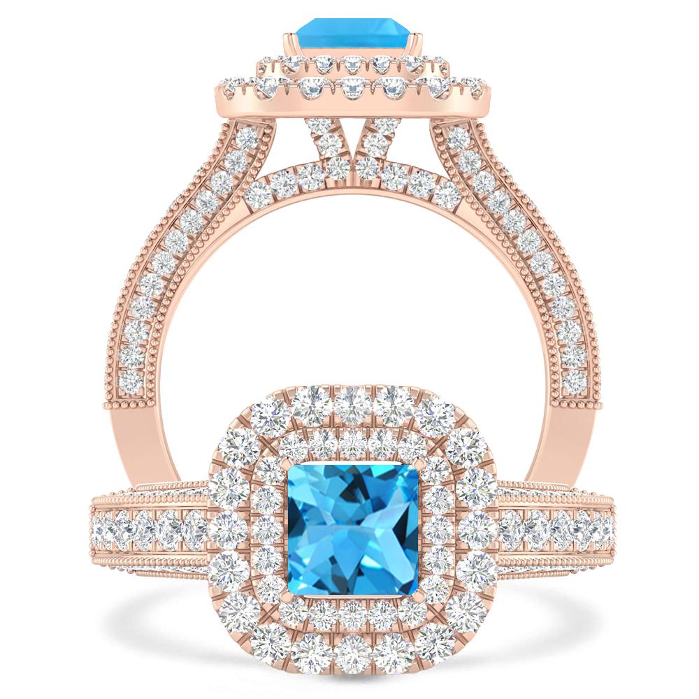 Rose Gold - Blue Topaz