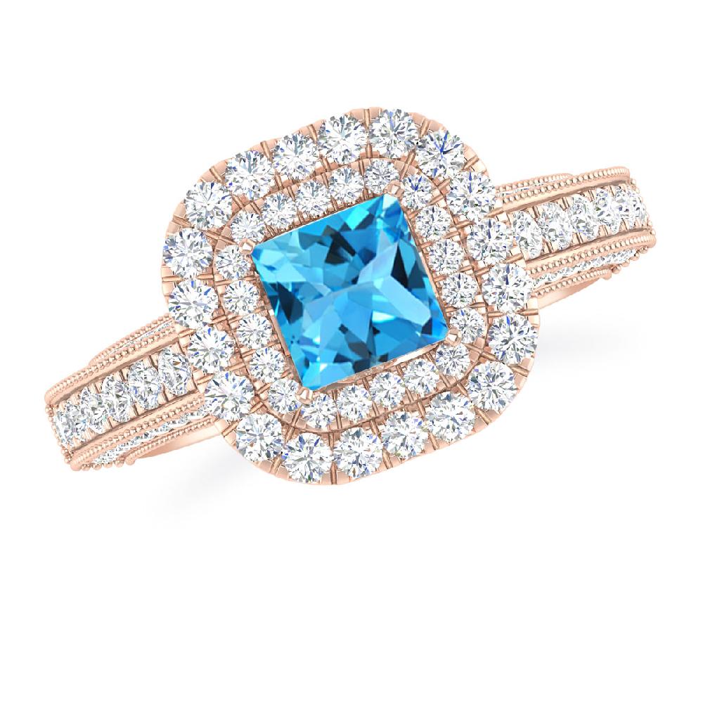 Rose Gold - Blue Topaz