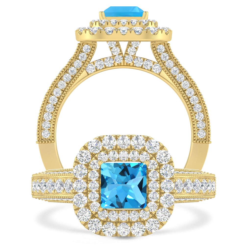 Yellow Gold - Blue Topaz