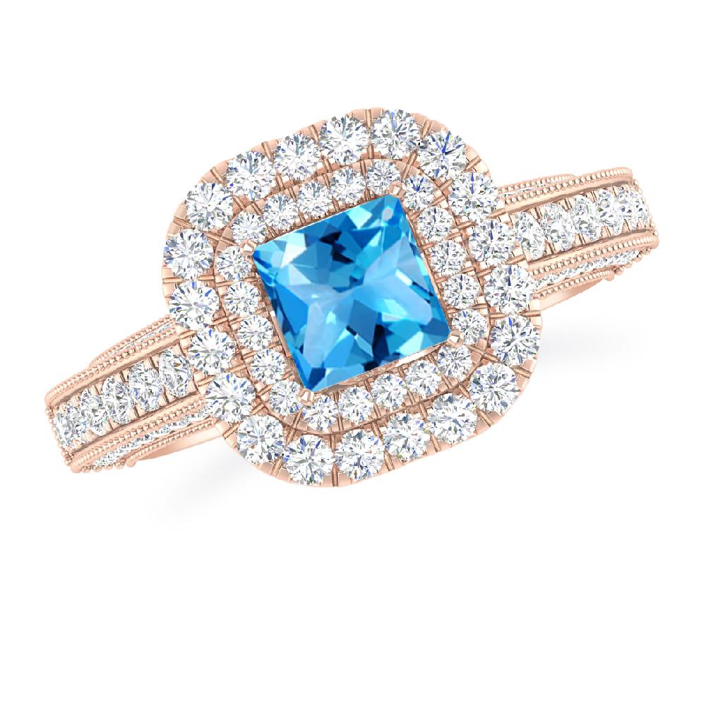 Rose Gold - Blue Topaz