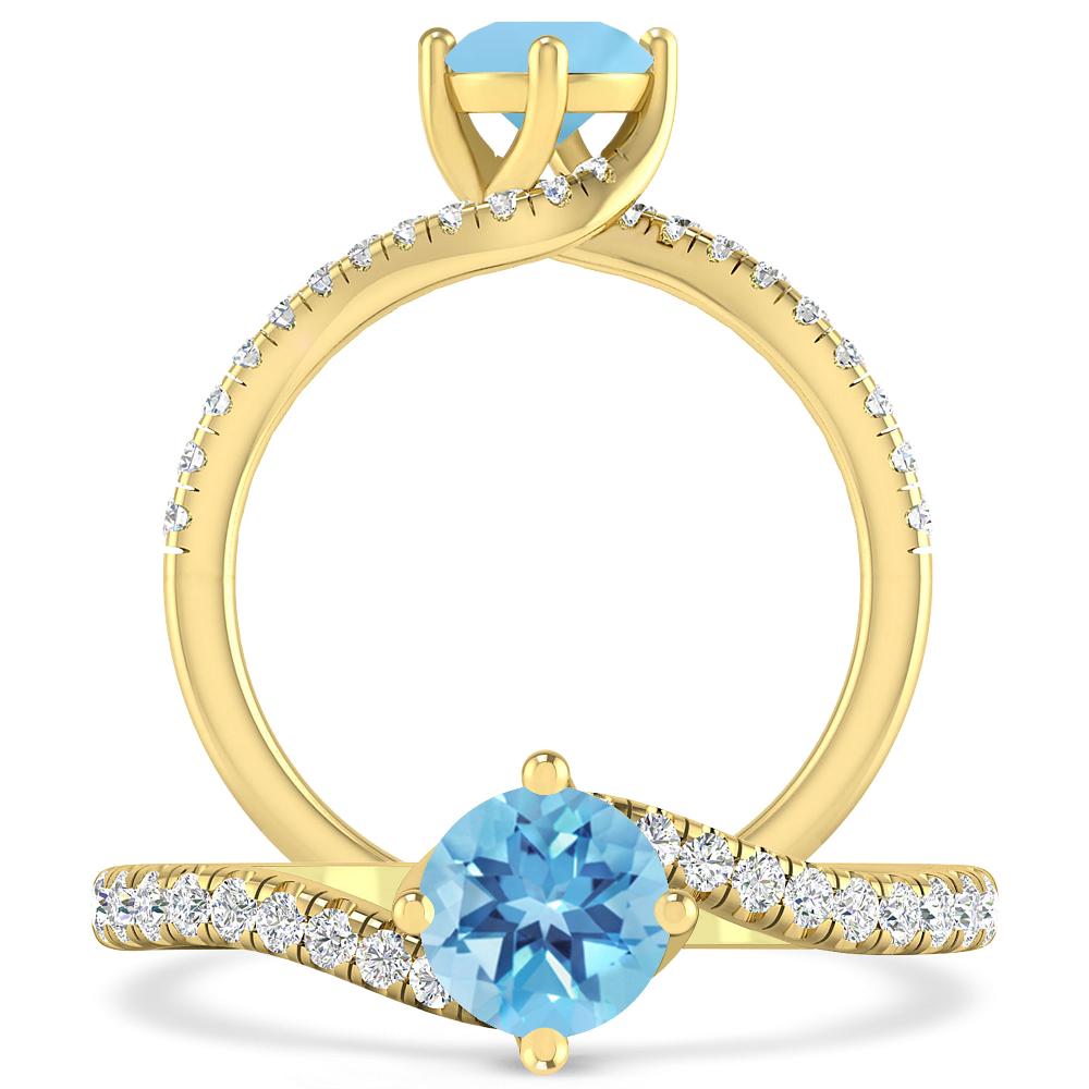 Yellow Gold - Blue Topaz