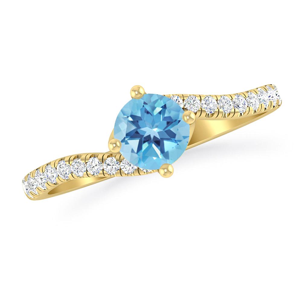 Yellow Gold - Blue Topaz