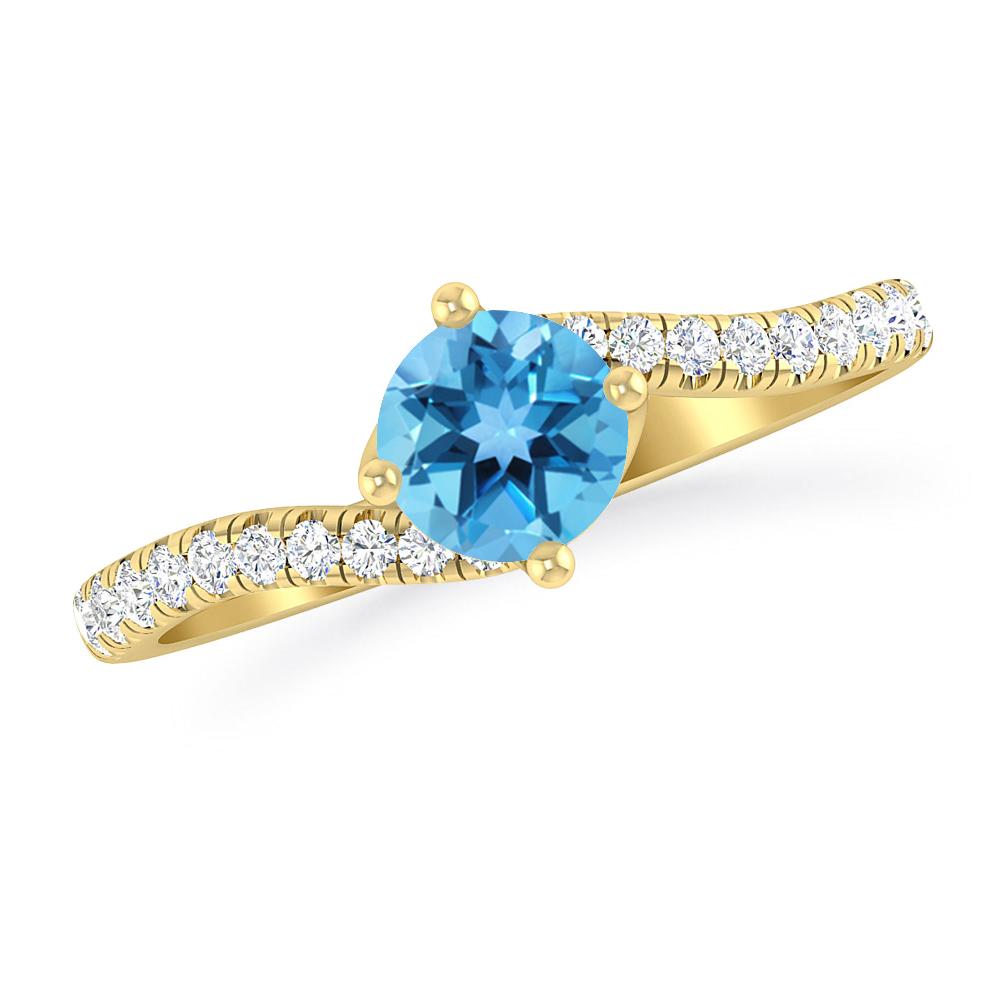 Yellow Gold - Blue Topaz