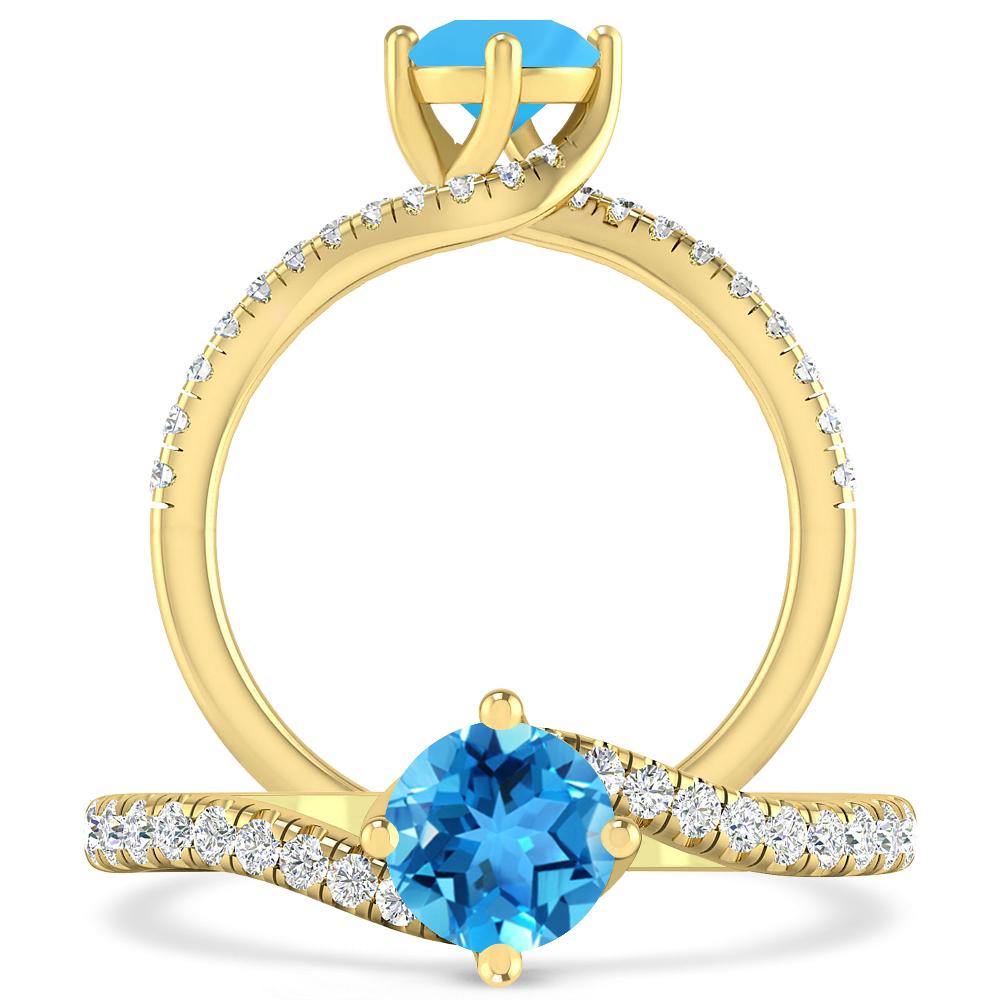 Yellow Gold - Blue Topaz