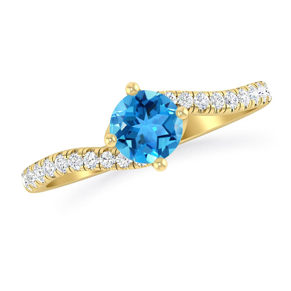 Yellow Gold - Blue Topaz